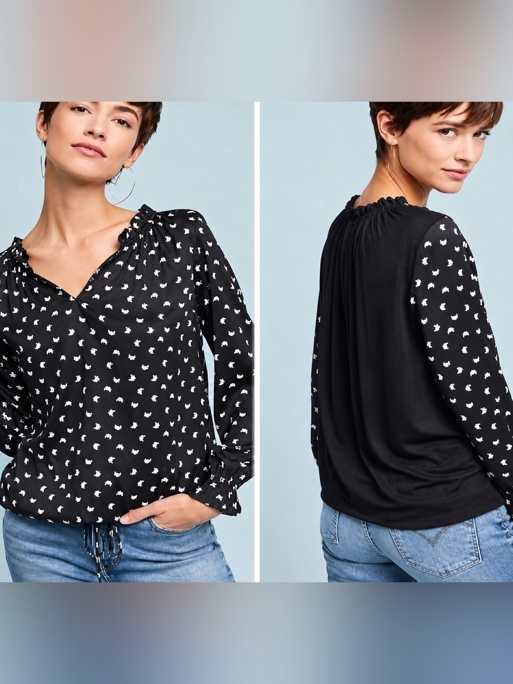 Anthropology Dolan white/black blouse, medium
